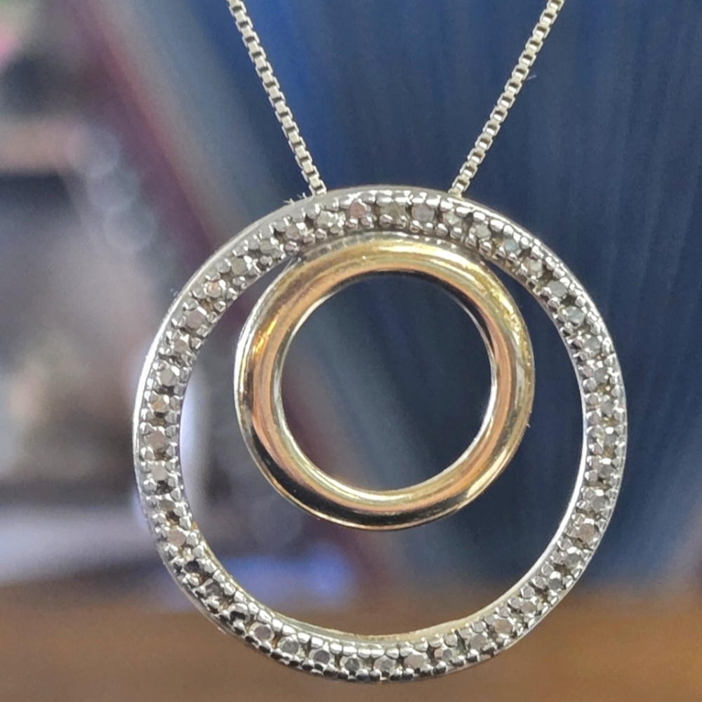 925 Italy Chain Necklace with 925 Diamond Accent Pendant